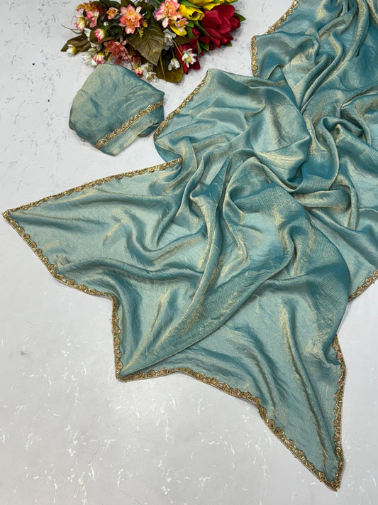 Ombre Elegance: Shaded Chiffon Sarees with Zari Borders