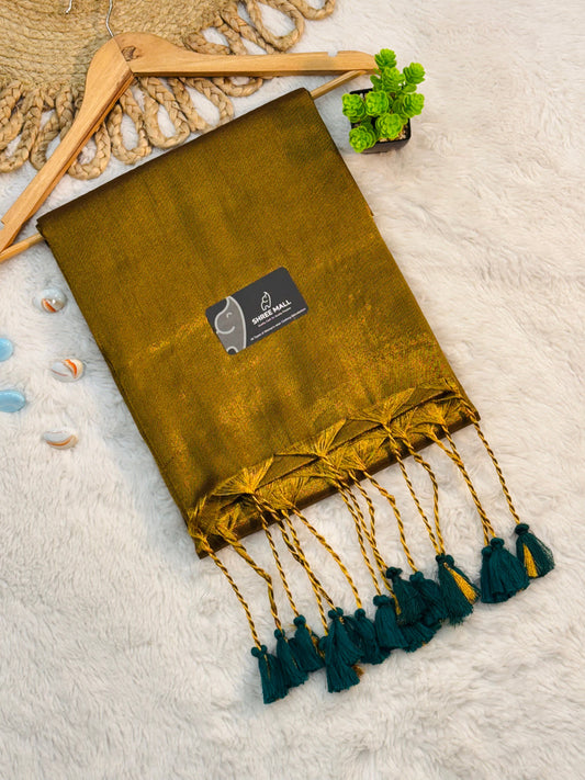 Elegant Singal color Tissue Silk Saree with Traditional Patterns | Lightweight Festive Wear