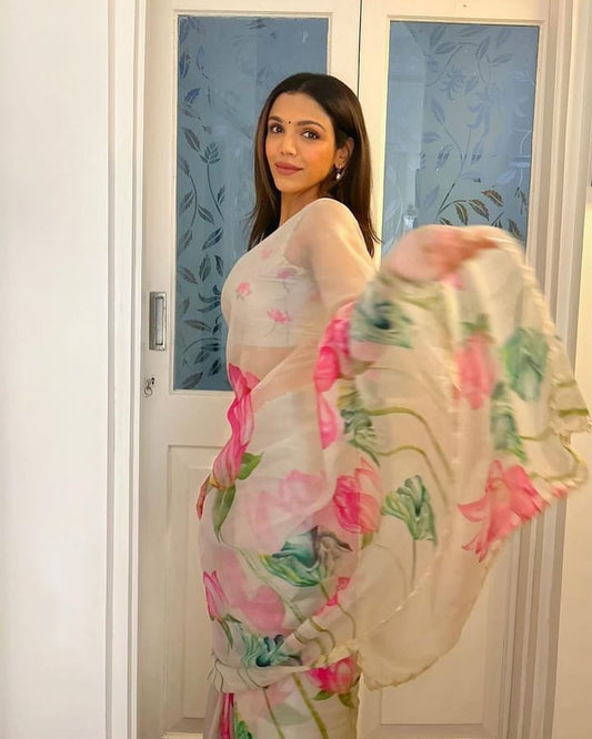 Present a New Exclusive Floral Handwork Saree Collection by liecryart