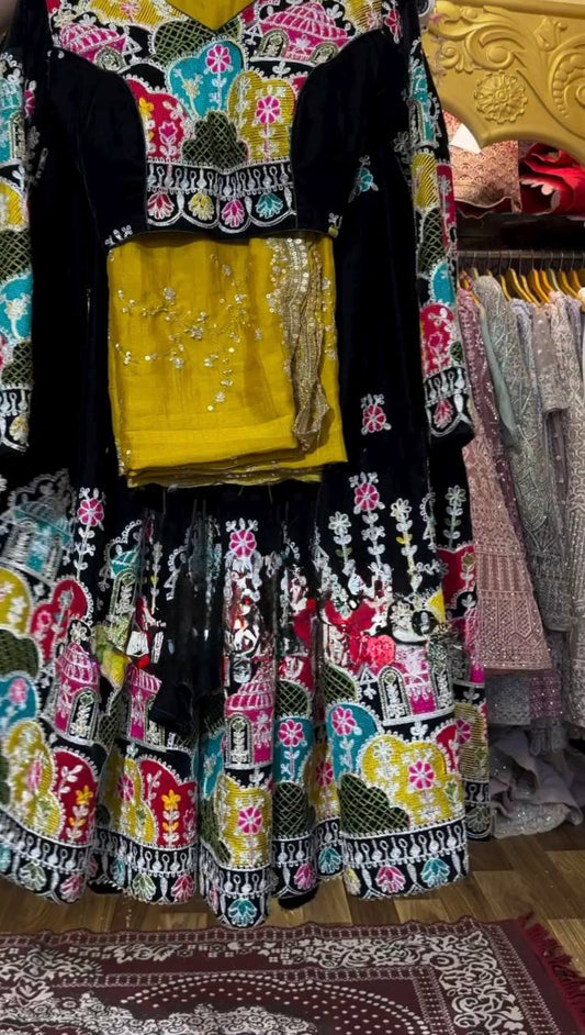 Liecryart Premium Reyon Semi-Stitched Lehenga Set – Digital Print, Mirror & Lace Work, Wedding & Festive Wear