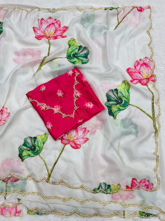 Graceful TB Organza Saree with Exquisite Khatli Work for Weddings