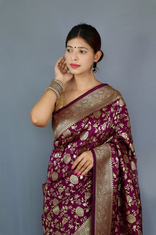 PURE BANASARI SILK SAREE WITH ZARI WEAVING