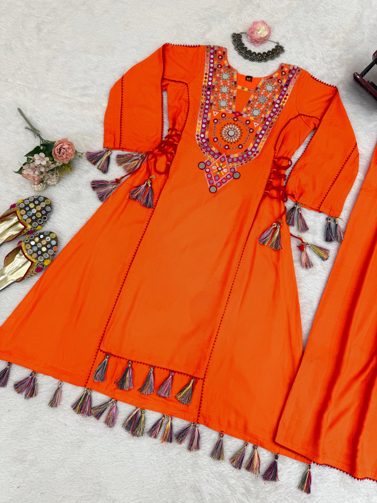 Stylish Palazzo Cord-Set – Thread & Real Mirror Work