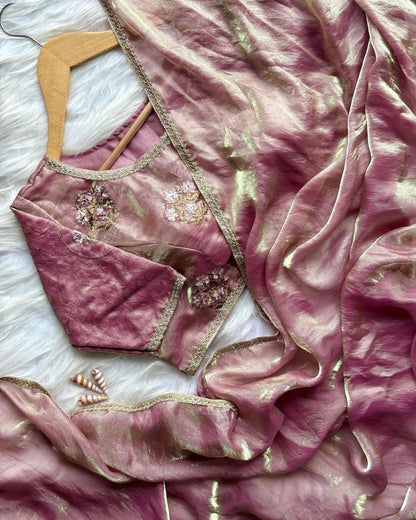 STYLE NEVER END ELEGANT AND PREETY AND HOT SHINING SOFT GOLDEN RICH SAREE