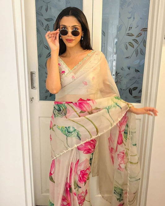 Present a New Exclusive Floral Handwork Saree Collection by liecryart