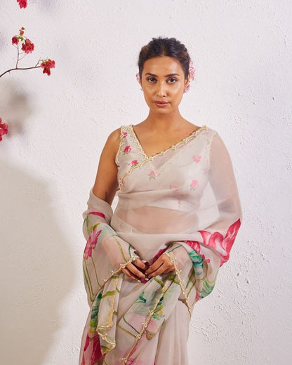 Present a New Exclusive Floral Handwork Saree Collection by Liecryart