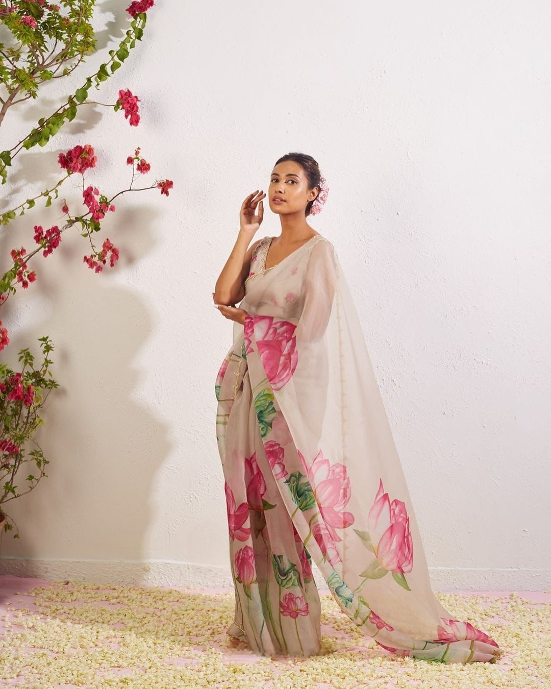 Present a New Exclusive Floral Handwork Saree Collection by Liecryart