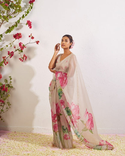 Present a New Exclusive Floral Handwork Saree Collection by Liecryart