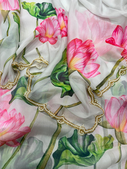 Present a New Exclusive Floral Handwork Saree Collection by Liecryart