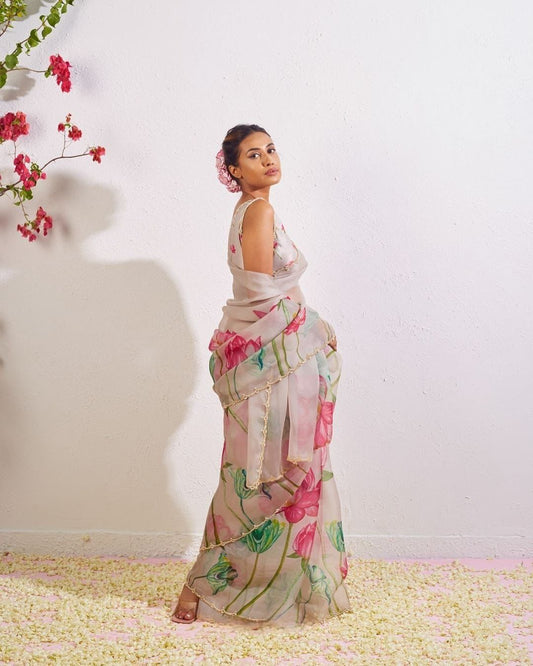 Present a New Exclusive Floral Handwork Saree Collection by Liecryart