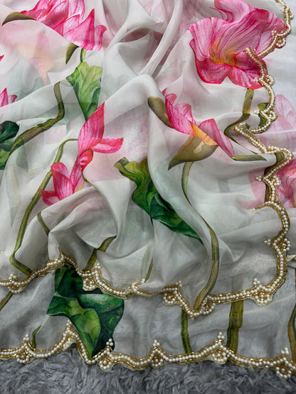 Present a New Exclusive Floral Handwork Saree Collection by Liecryart