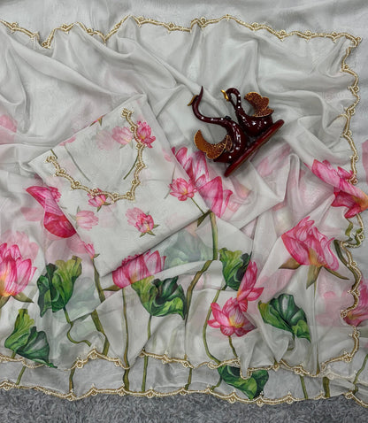 Present a New Exclusive Floral Handwork Saree Collection by Liecryart