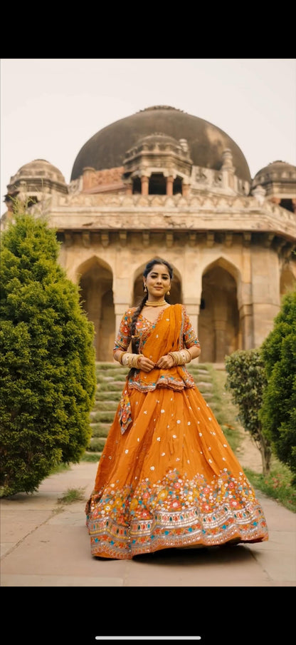 Elegant Foux Georgette Lehenga Choli Set | Thread & Sequin Work | Full Stitched Lehenga with Side Zip