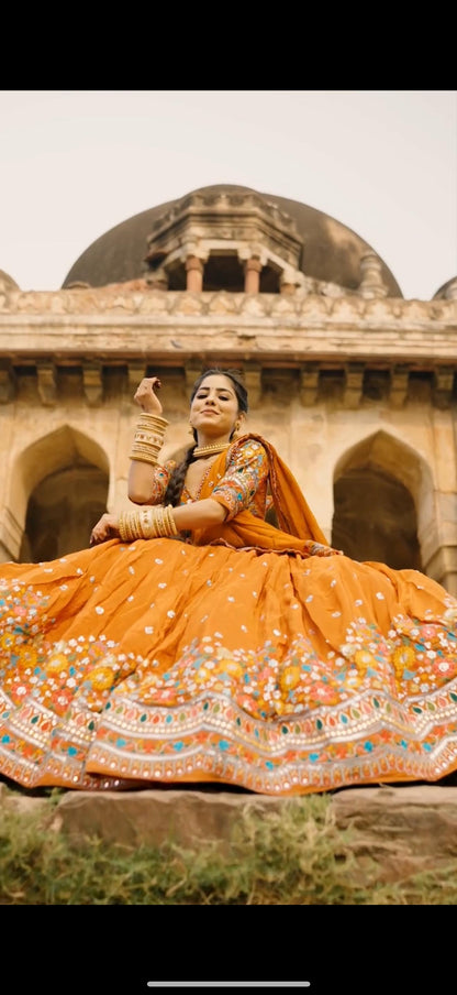 Elegant Foux Georgette Lehenga Choli Set | Thread & Sequin Work | Full Stitched Lehenga with Side Zip