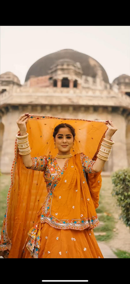 Elegant Foux Georgette Lehenga Choli Set | Thread & Sequin Work | Full Stitched Lehenga with Side Zip