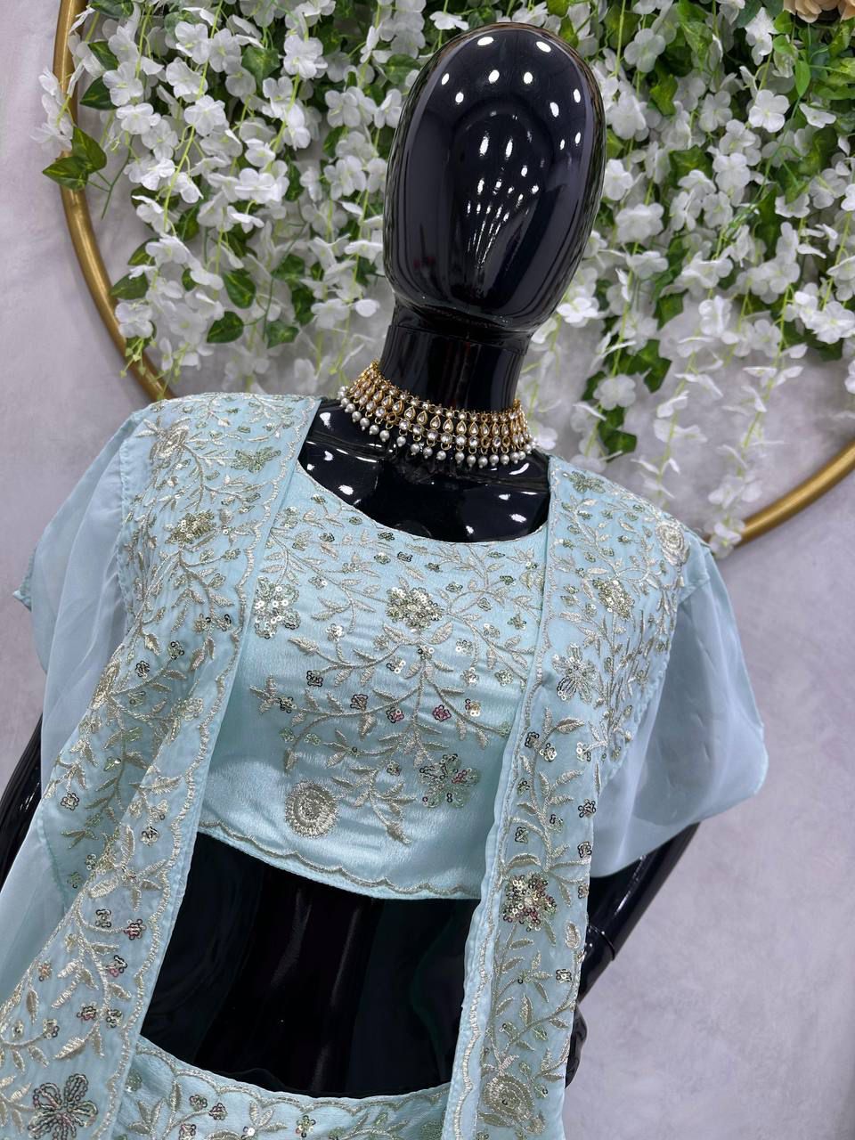 Elegant Pink Chinon Lehenga Choli with Shrug | Thread & Sequin Work | Semi-Stitched | Up to Size 44