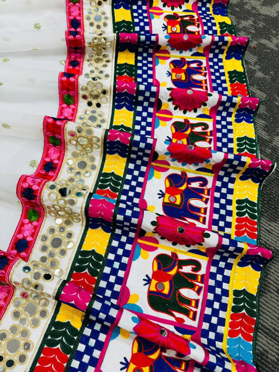 Liecryart Premium Reyon Semi-Stitched Designer Lehenga Set – Digital Print, Mirror & Lace Work