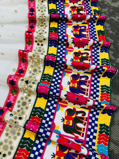 Liecryart Premium Reyon Semi-Stitched Designer Lehenga Set – Digital Print, Mirror & Lace Work