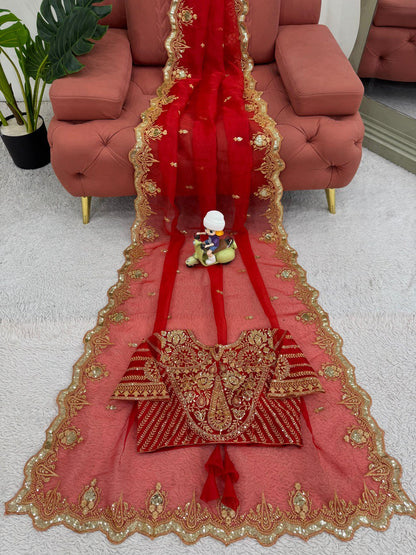 Liecryart Heavy Organza Silk Designer Saree – Thread & Sequence Work with Matching Blouse