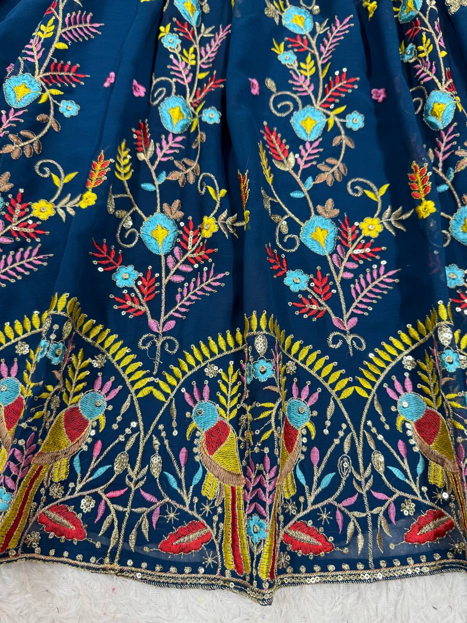 Liecryart Premium Reyon Semi-Stitched Lehenga Set – Digital Print, Mirror & Lace Work, Wedding & Festive Collection