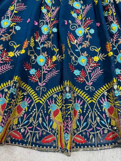 Liecryart Premium Reyon Semi-Stitched Lehenga Set – Digital Print, Mirror & Lace Work, Wedding & Festive Collection