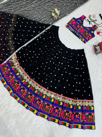 Liecryart Premium Reyon Semi-Stitched Designer Lehenga Set – Digital Print, Mirror & Lace Work