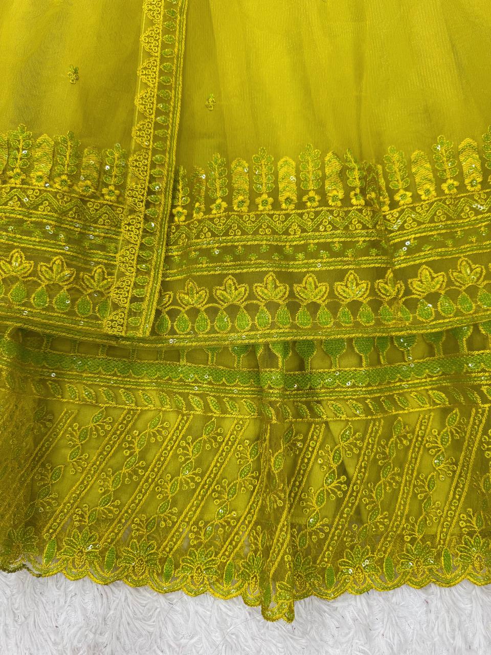 Liecryart Premium Reyon Semi-Stitched Designer Dress – Digital Print, Mirror & Lace Work, Wedding & Festive Wear