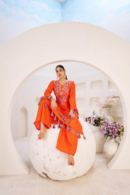 Stylish Palazzo Cord-Set – Thread & Real Mirror Work