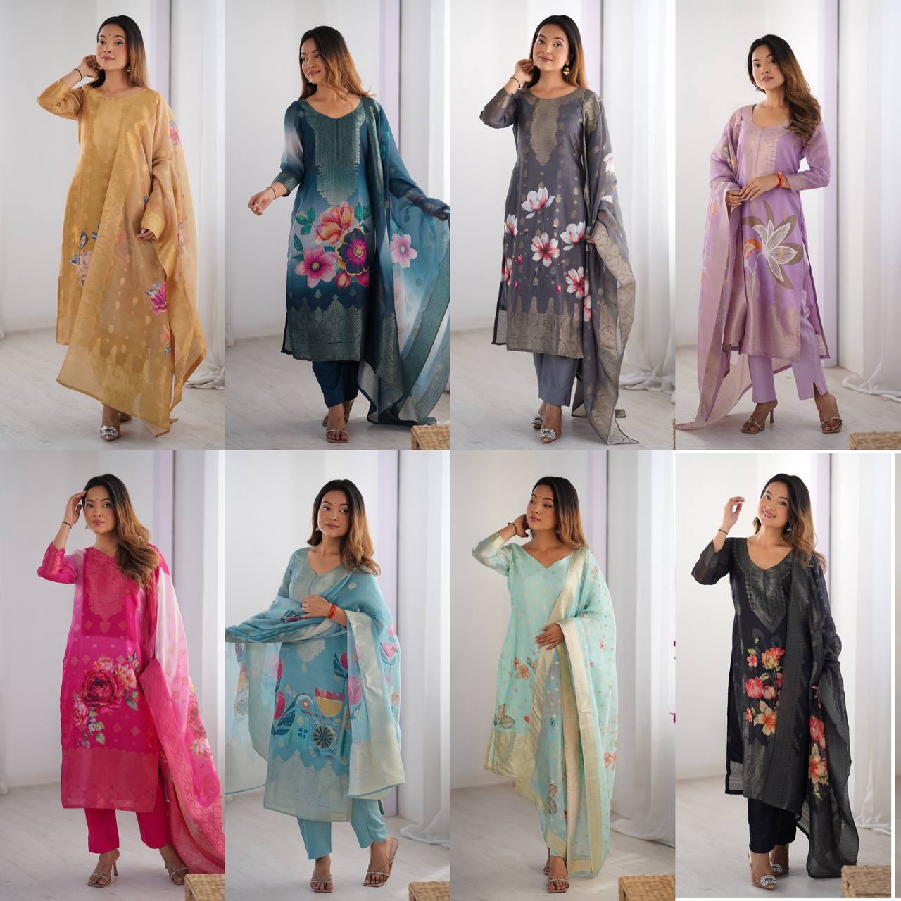 Designer Chanderi Silk Co-ord Set – Jacquard & Digital Print with Dupatta | Festive & Ethnic Wear