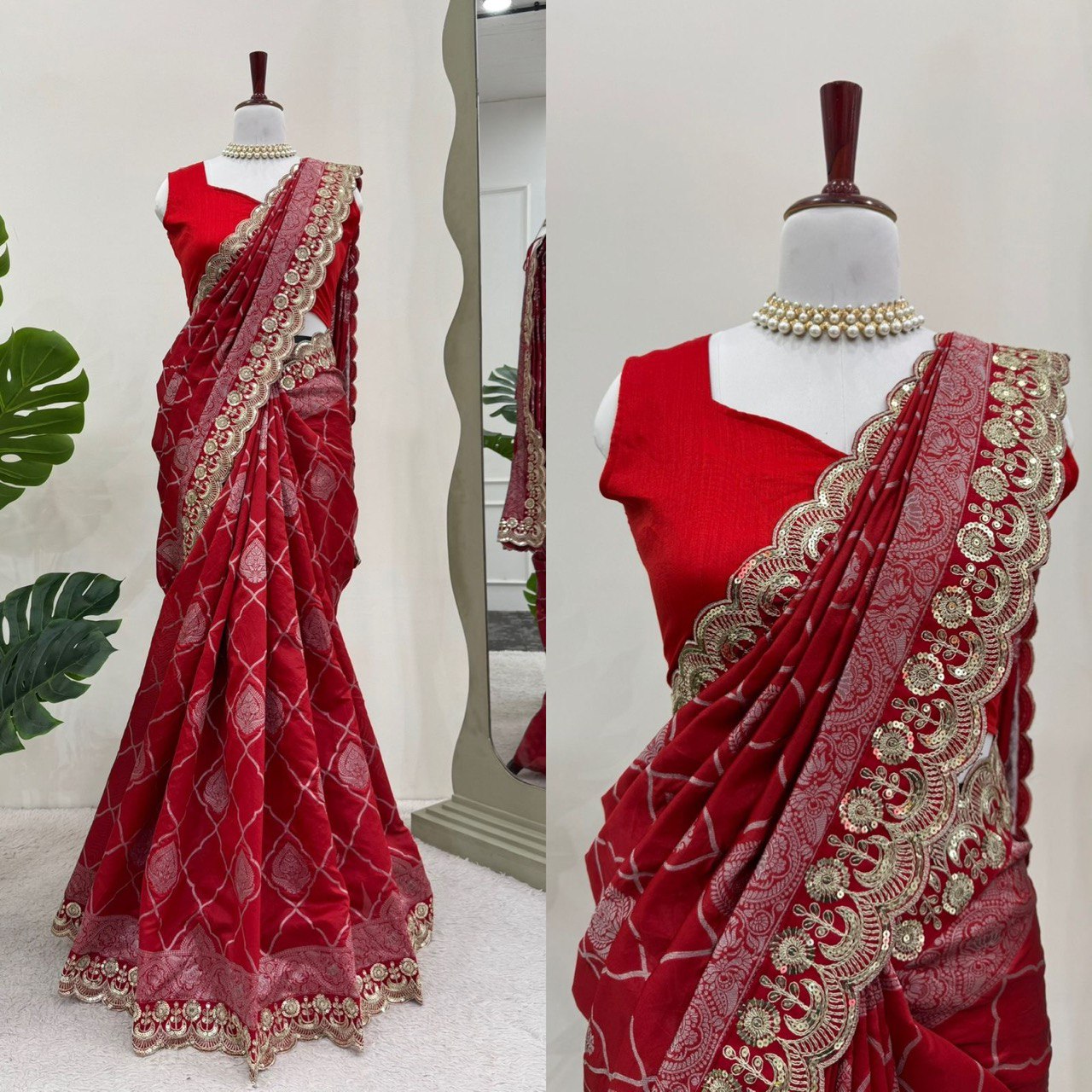 Liecryart Kota Silk Designer Saree – Jacquard with Coding & Sequence Lace Work, Mono Benglori Silk Blouse