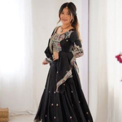 Natural Crepe Silk Lehenga Choli with Dupatta | Coding Dori, Thread & Sequin Work | 9 Colors | Semi-Stitched