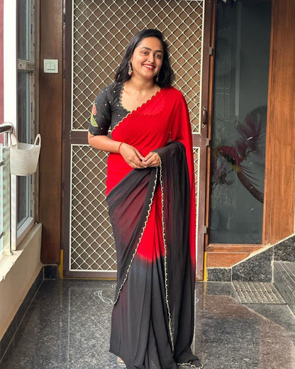 STYLE NEVER END HANDCRAFTED RICH PADDING SAREE WITH HANDCRAFTED BLOUSE