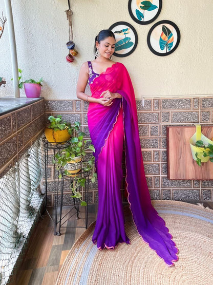 *Lunch Hit Design Most Beautiful Embroidery work Georgette Saree Collection*