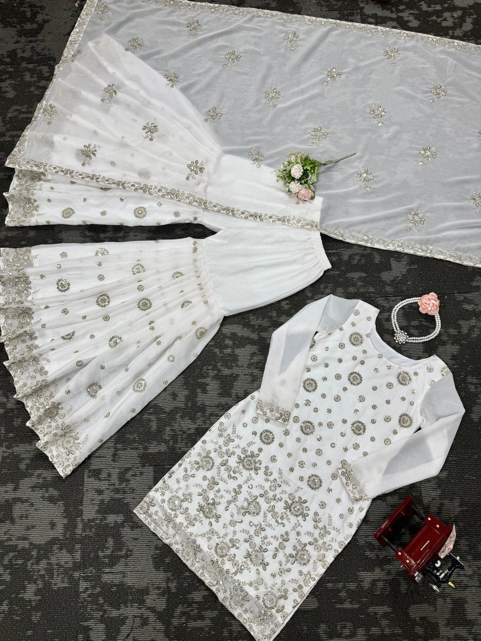 Star Georgette Sharara Set – Thread & Sequence Embroidery with Dupatta