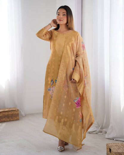 Designer Chanderi Silk Co-ord Set – Jacquard & Digital Print with Dupatta | Festive & Ethnic Wear