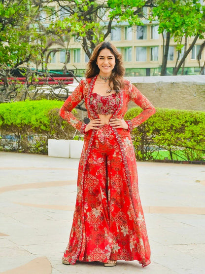 Liecryart Elegant Tibby Silk Designer Sharara Set – Thread & Sequence Work with Digital Print, Festive & Wedding Wear