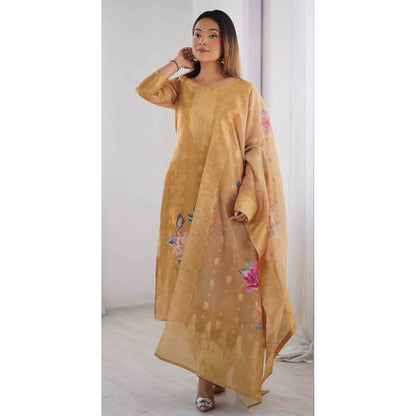 Designer Chanderi Silk Co-ord Set – Jacquard & Digital Print with Dupatta | Festive & Ethnic Wear