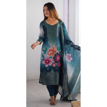 Designer Chanderi Silk Co-ord Set – Jacquard & Digital Print with Dupatta | Festive & Ethnic Wear