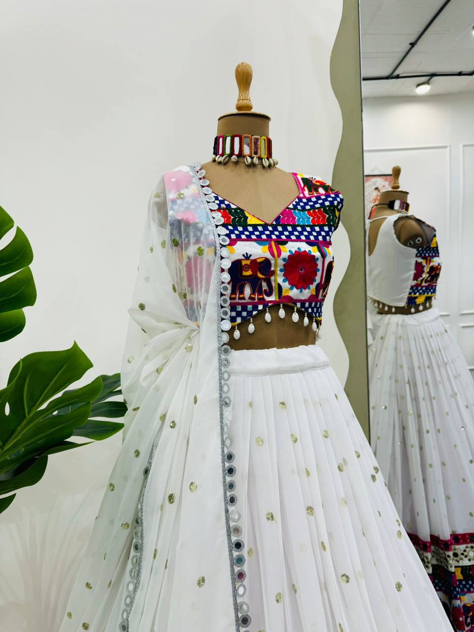 Liecryart Premium Reyon Semi-Stitched Designer Lehenga Set – Digital Print, Mirror & Lace Work