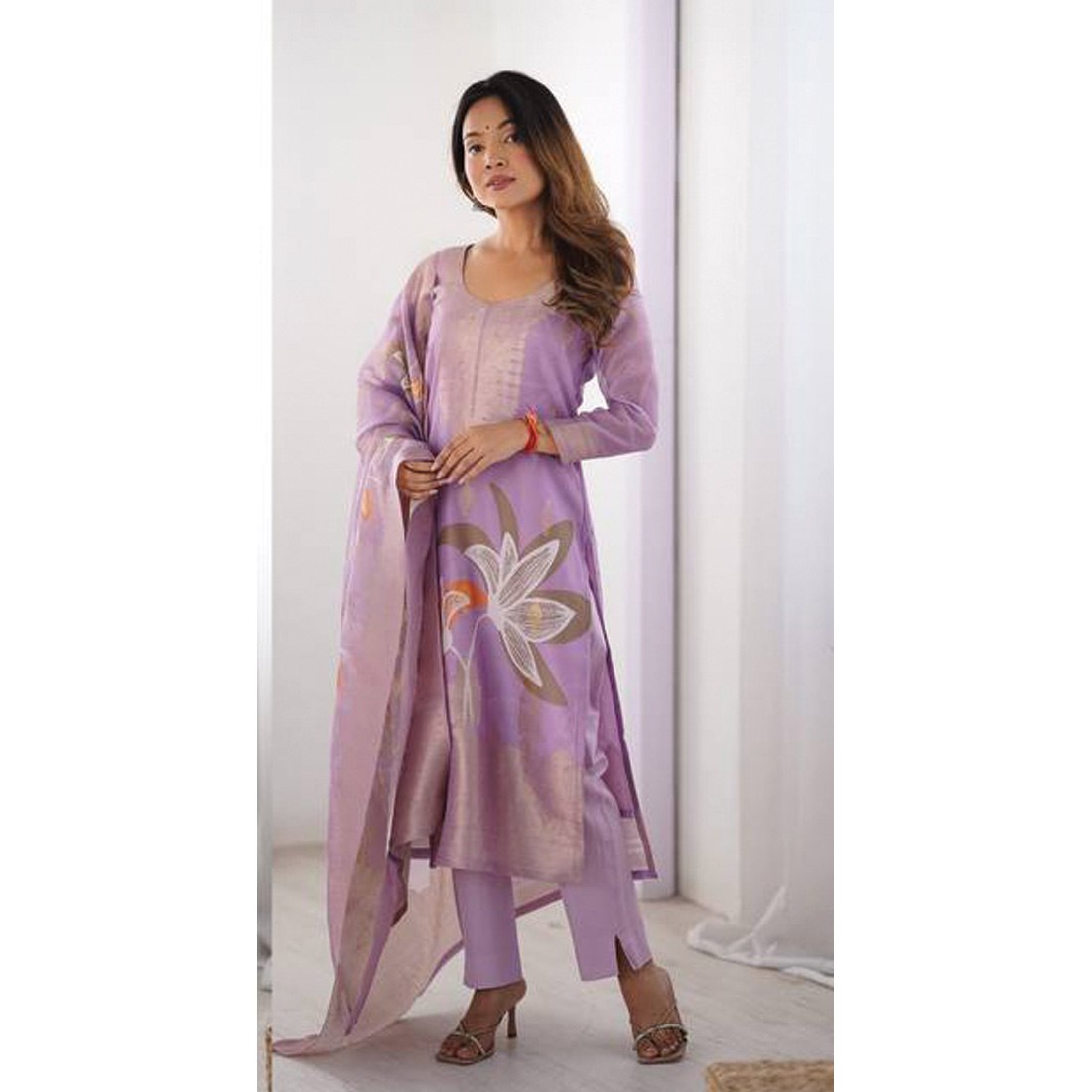 Designer Chanderi Silk Co-ord Set – Jacquard & Digital Print with Dupatta | Festive & Ethnic Wear