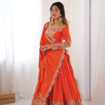 Natural Crepe Silk Lehenga Choli with Dupatta | Coding Dori, Thread & Sequin Work | 9 Colors | Semi-Stitched