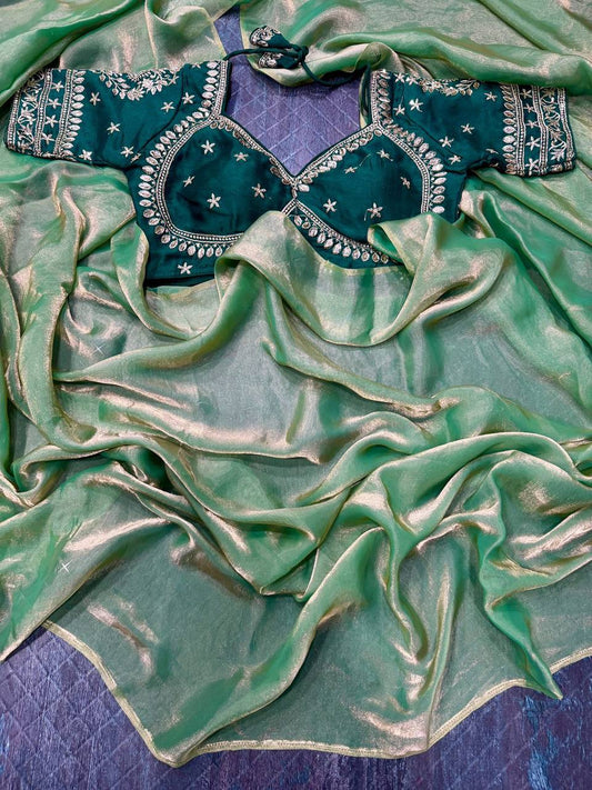 Radiant Silk Saree with Rich Embroidery – A Timeless Treasure