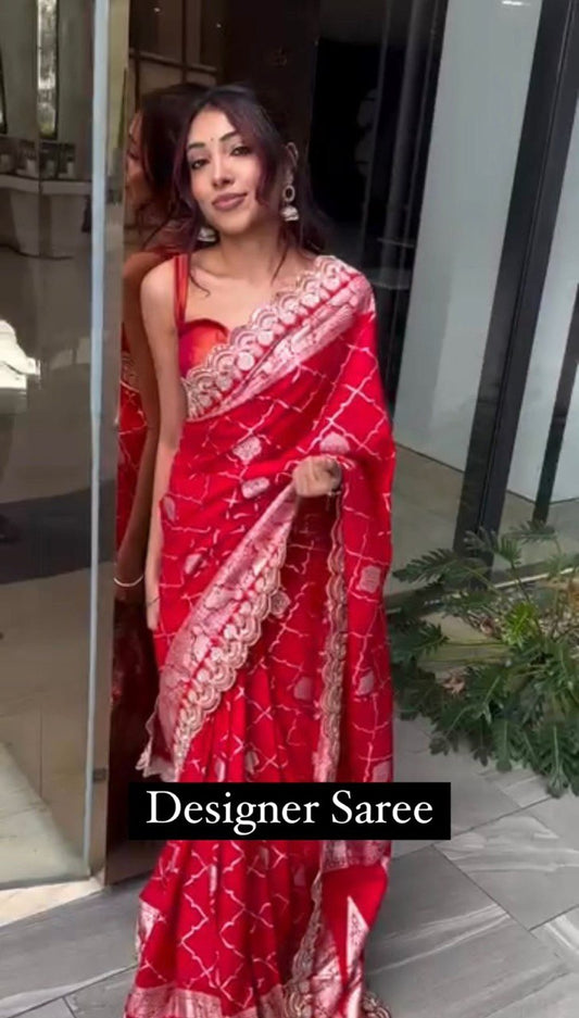 Liecryart Kota Silk Designer Saree – Jacquard with Coding & Sequence Lace Work, Mono Benglori Silk Blouse