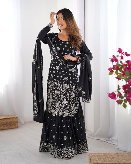 Star Georgette Sharara Set – Thread & Sequence Embroidery with Dupatta