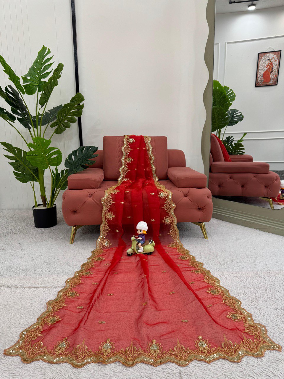 Liecryart Heavy Organza Silk Designer Saree – Thread & Sequence Work with Matching Blouse