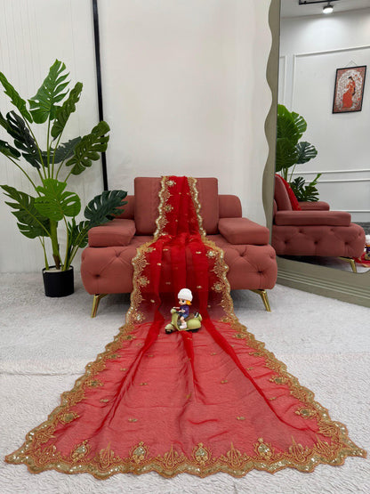 Liecryart Heavy Organza Silk Designer Saree – Thread & Sequence Work with Matching Blouse