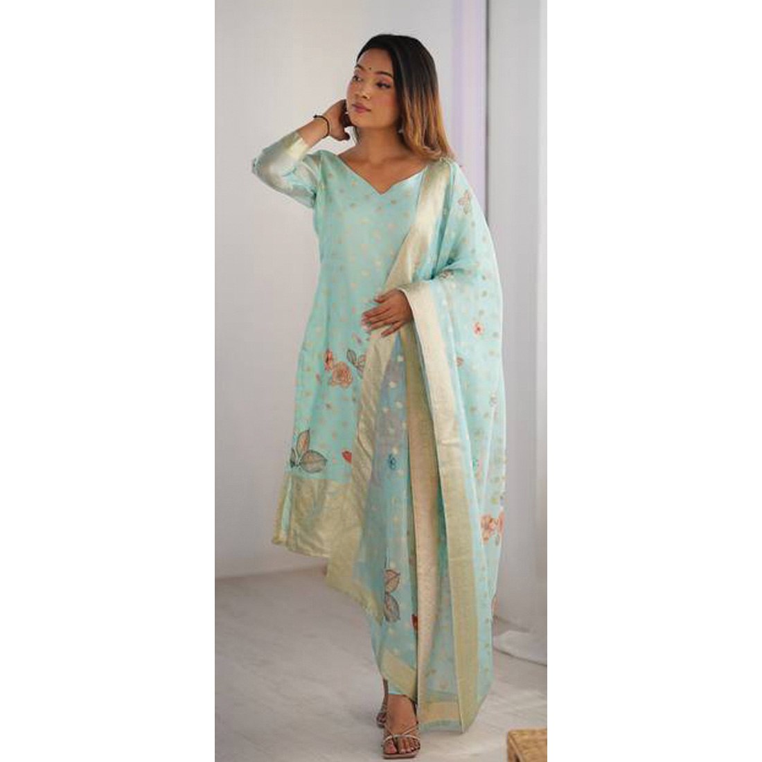 Designer Chanderi Silk Co-ord Set – Jacquard & Digital Print with Dupatta | Festive & Ethnic Wear