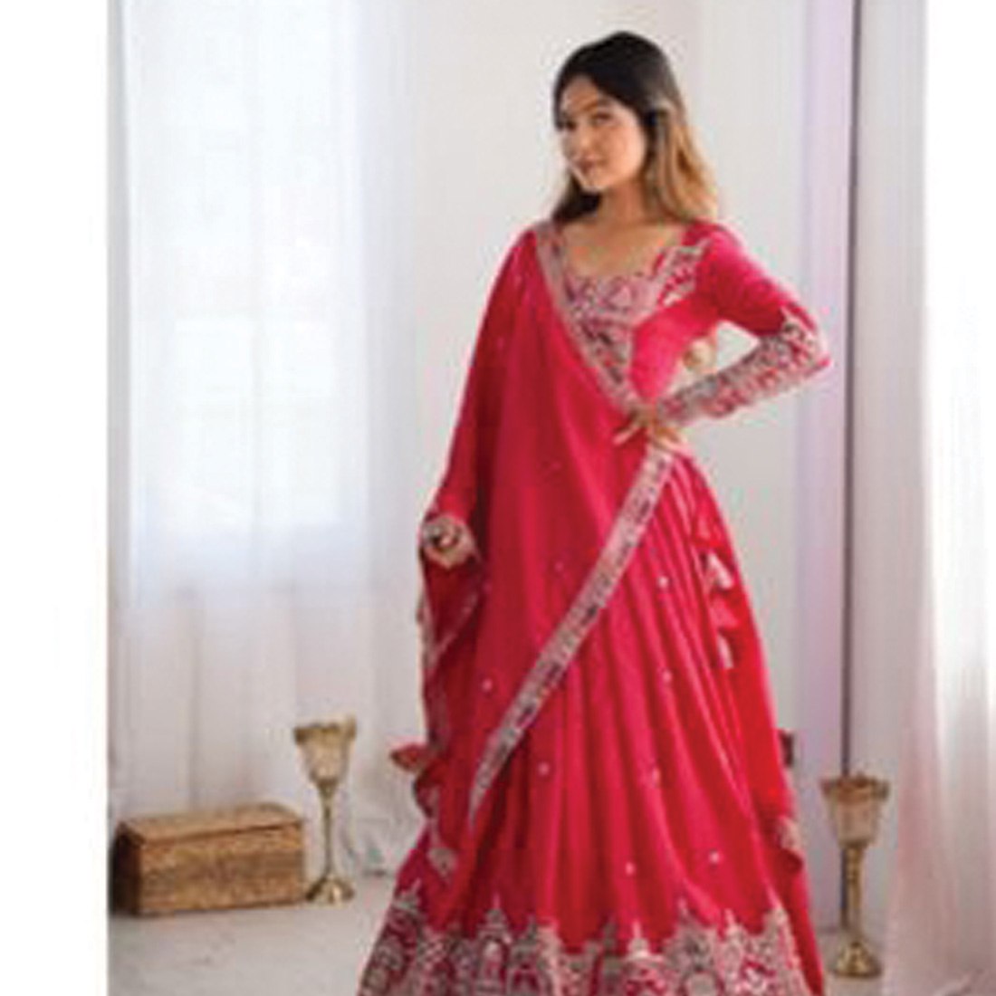 Natural Crepe Silk Lehenga Choli with Dupatta | Coding Dori, Thread & Sequin Work | 9 Colors | Semi-Stitched