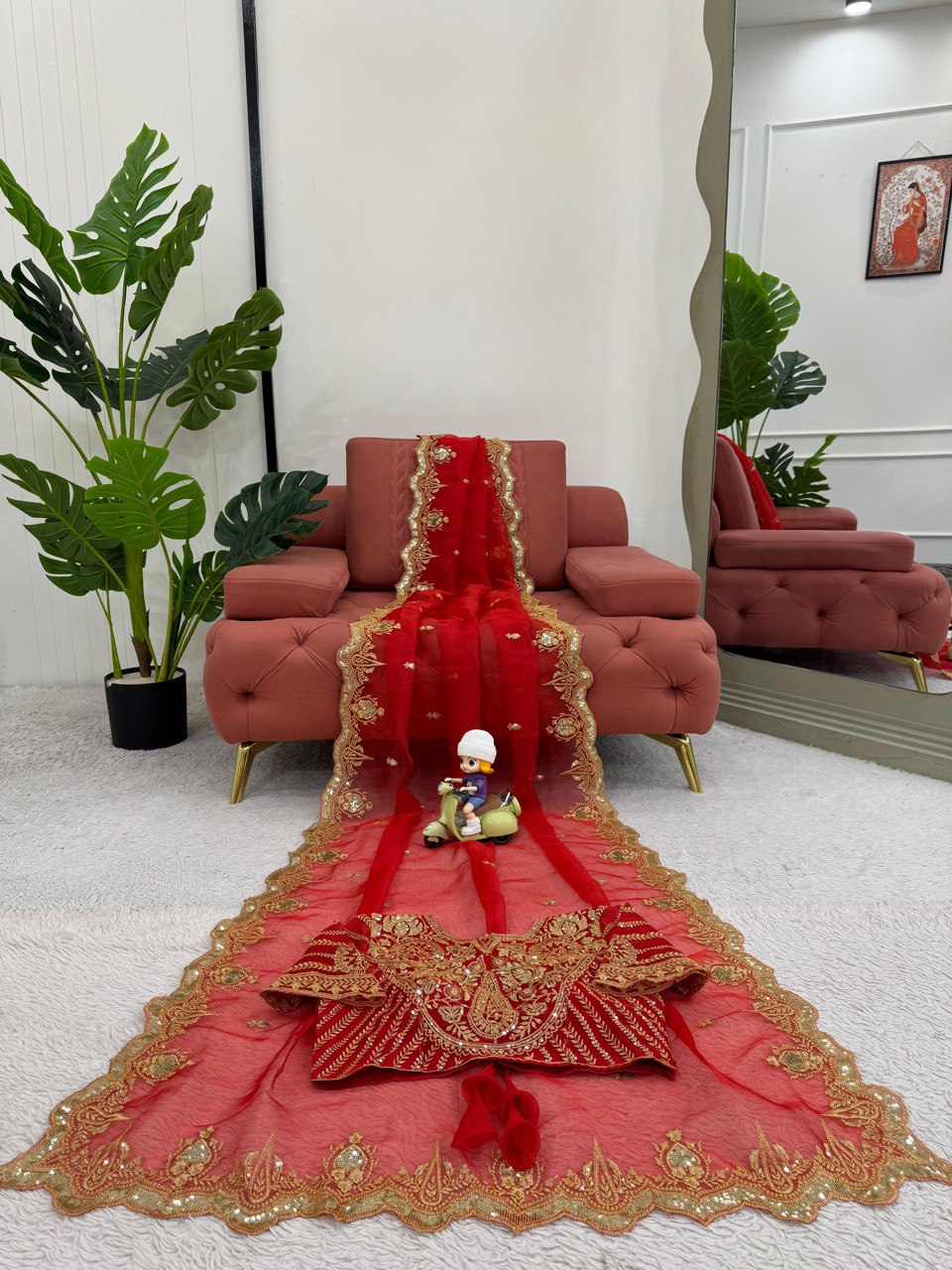 Liecryart Heavy Organza Silk Designer Saree – Thread & Sequence Work with Matching Blouse