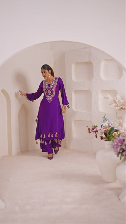 Stylish Palazzo Cord-Set – Thread & Real Mirror Work